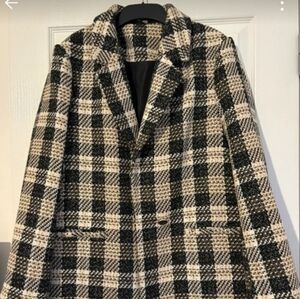 Black and Cream Plaid Tweed Blazet